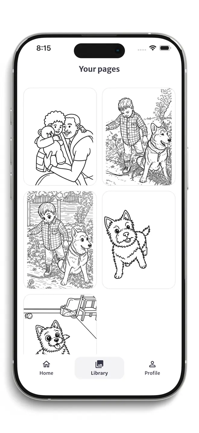 Your saved coloring pages in Penna