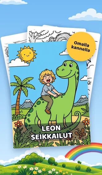 Oma värityskirja, jonka nimi on Leon seikkailut, värikkäällä kannella